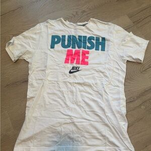 Nike White Tee with Blue and Pink Graphic